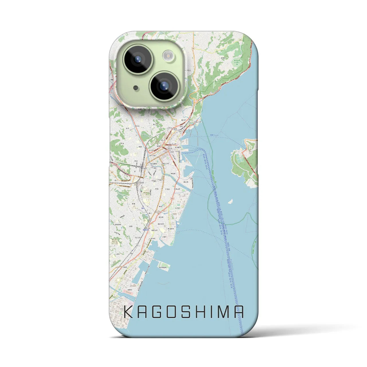 【鹿児島】地図柄iPhoneケース（バックカバータイプ・ナチュラル）iPhone 15 用