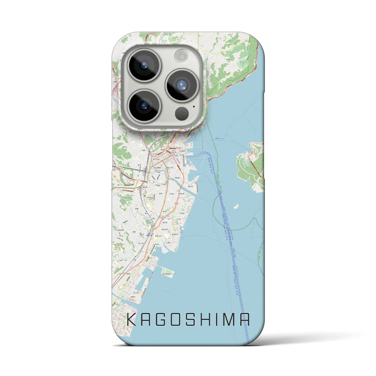 【鹿児島】地図柄iPhoneケース（バックカバータイプ・ナチュラル）iPhone 15 Pro 用