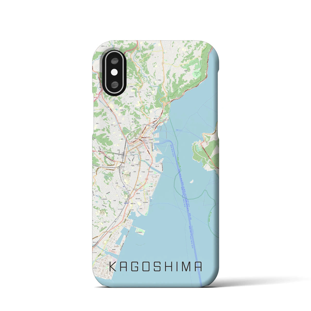 【鹿児島】地図柄iPhoneケース（バックカバータイプ・ナチュラル）iPhone XS / X 用