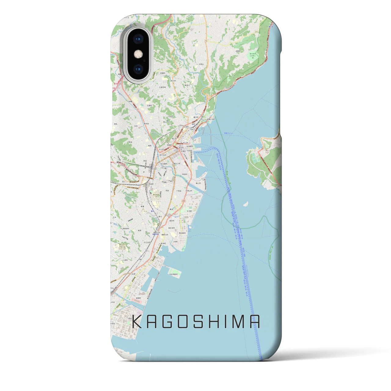 【鹿児島】地図柄iPhoneケース（バックカバータイプ・ナチュラル）iPhone XS Max 用