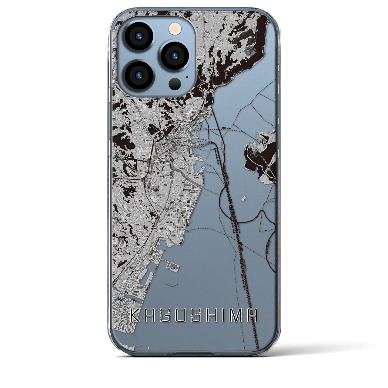 【鹿児島】地図柄iPhoneケース（クリアタイプ・モノトーン）iPhone 13 Pro Max 用