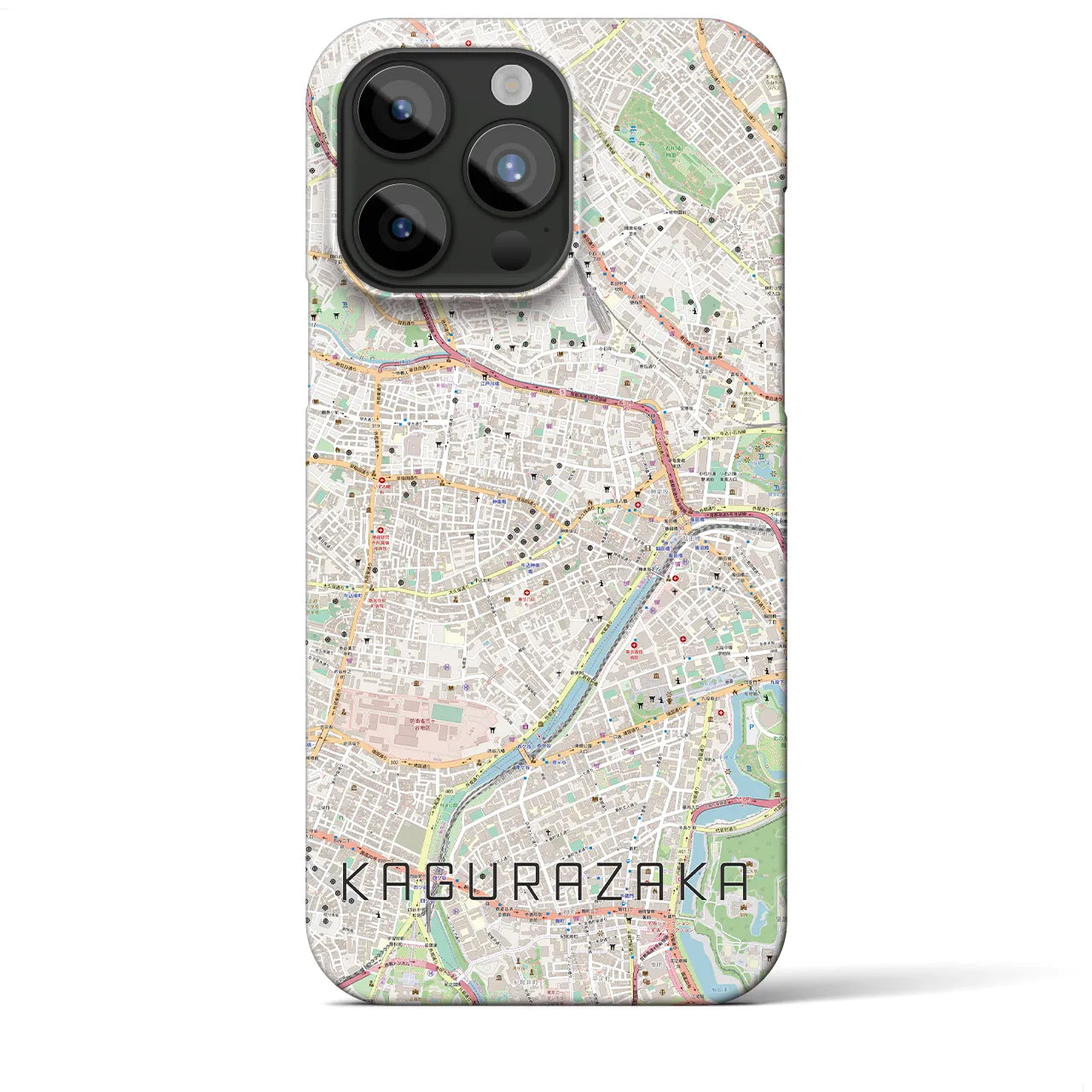 【神楽坂】地図柄iPhoneケース（バックカバータイプ・ナチュラル）iPhone 15 Pro Max 用