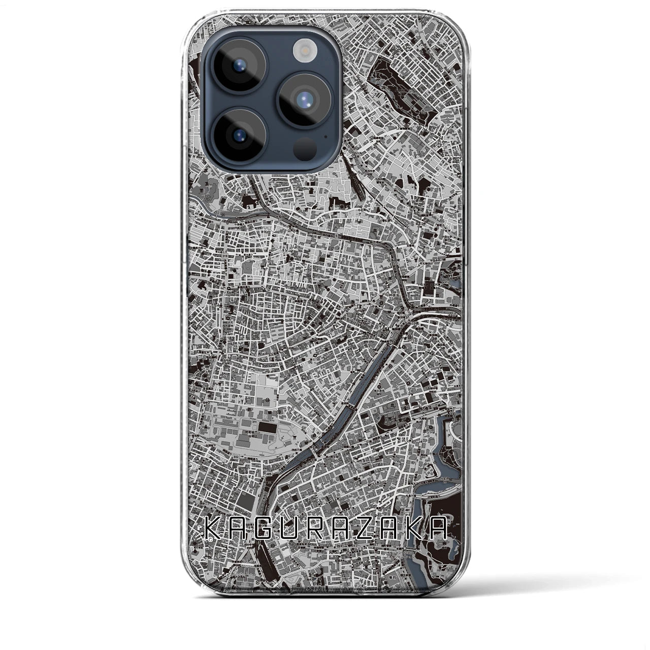 【神楽坂】地図柄iPhoneケース（クリアタイプ・モノトーン）iPhone 15 Pro Max 用
