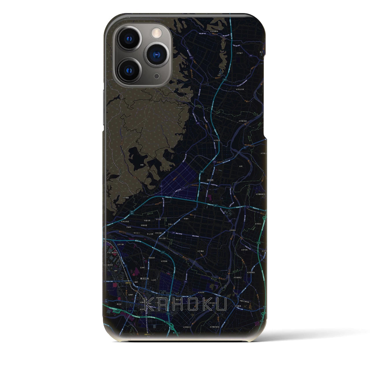 【河北】地図柄iPhoneケース（バックカバータイプ・ブラック）iPhone 11 Pro Max 用