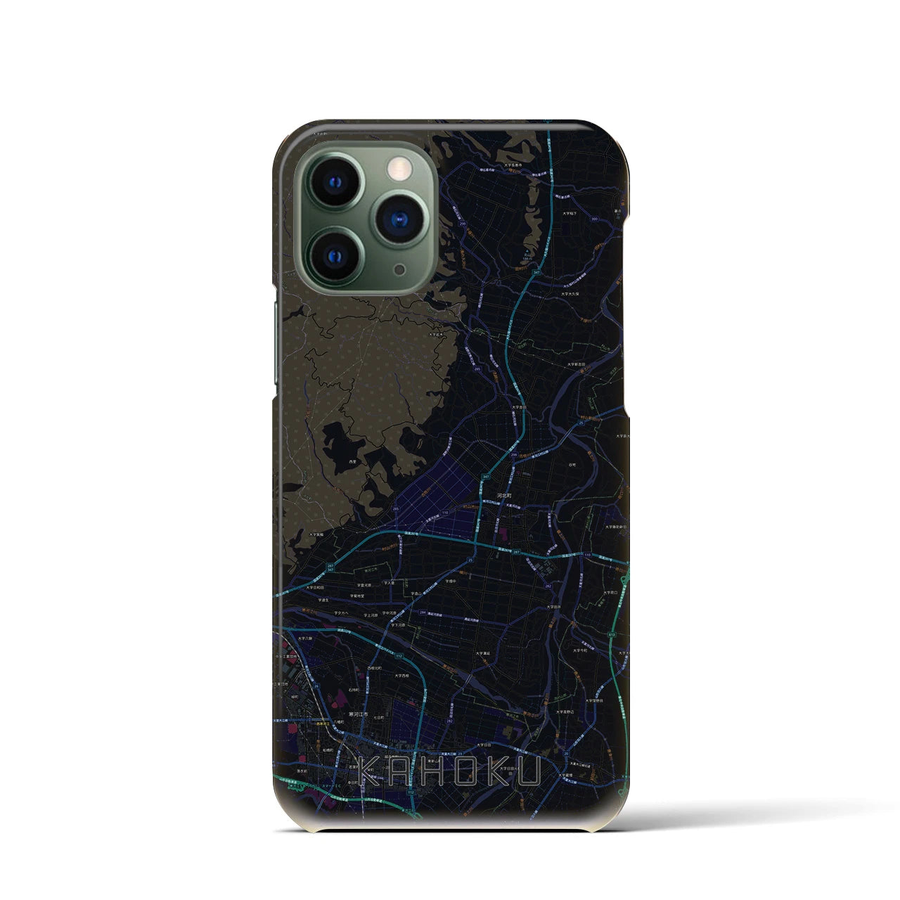 【河北】地図柄iPhoneケース（バックカバータイプ・ブラック）iPhone 11 Pro 用