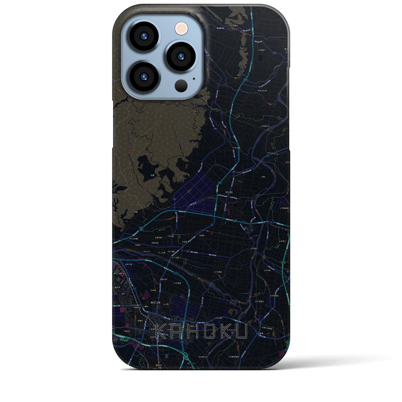 【河北】地図柄iPhoneケース（バックカバータイプ・ブラック）iPhone 13 Pro Max 用