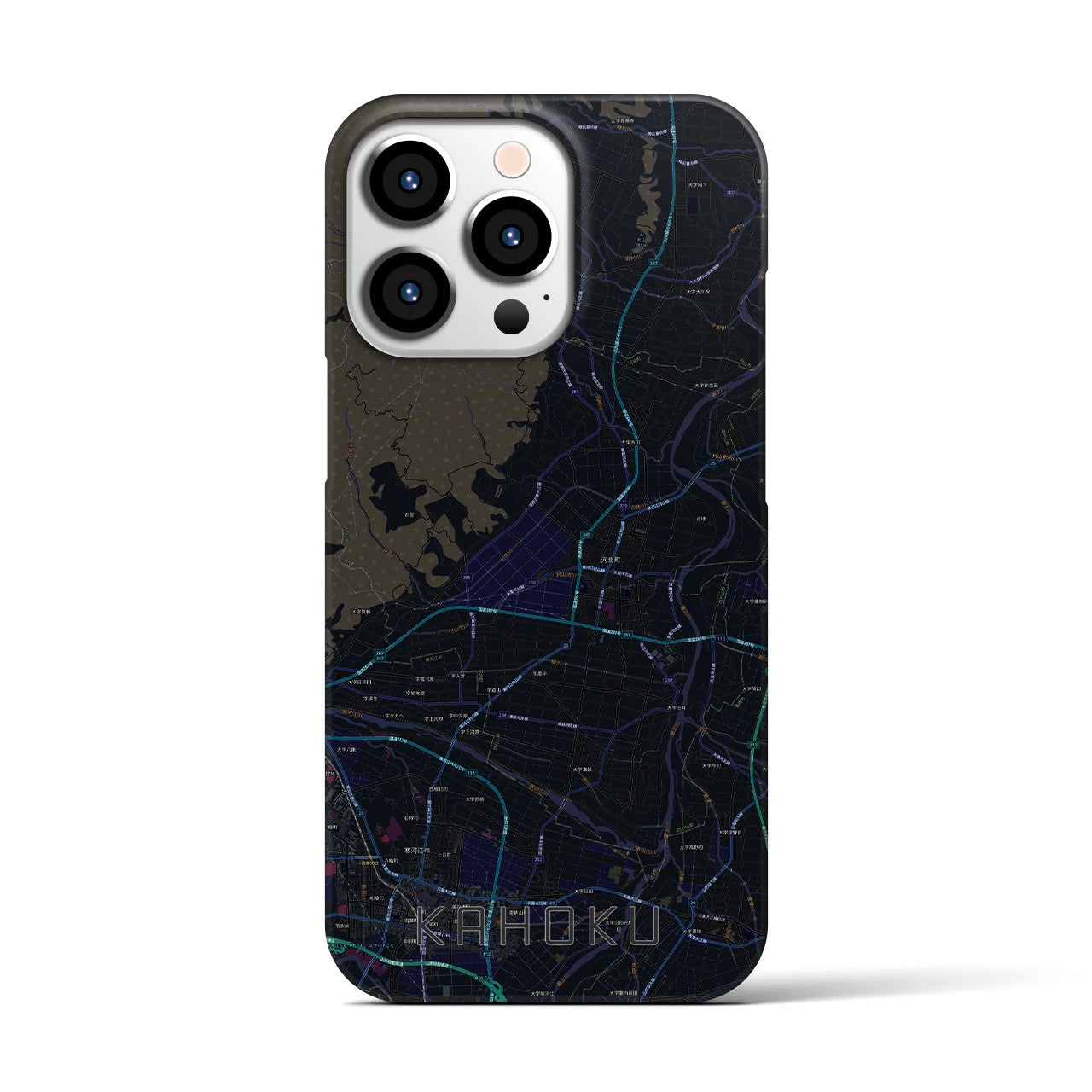 【河北】地図柄iPhoneケース（バックカバータイプ・ブラック）iPhone 13 Pro 用