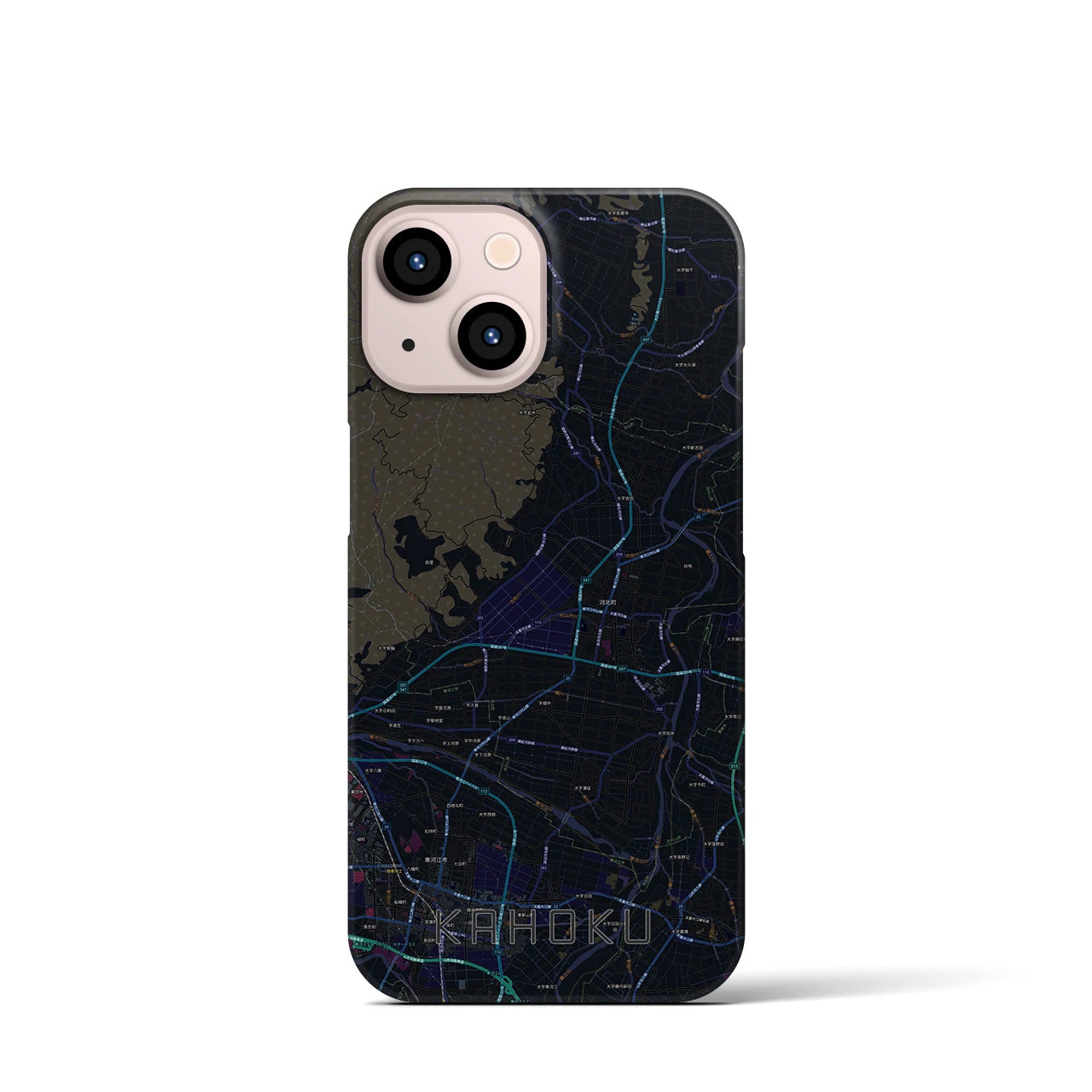 【河北】地図柄iPhoneケース（バックカバータイプ・ブラック）iPhone 13 mini 用