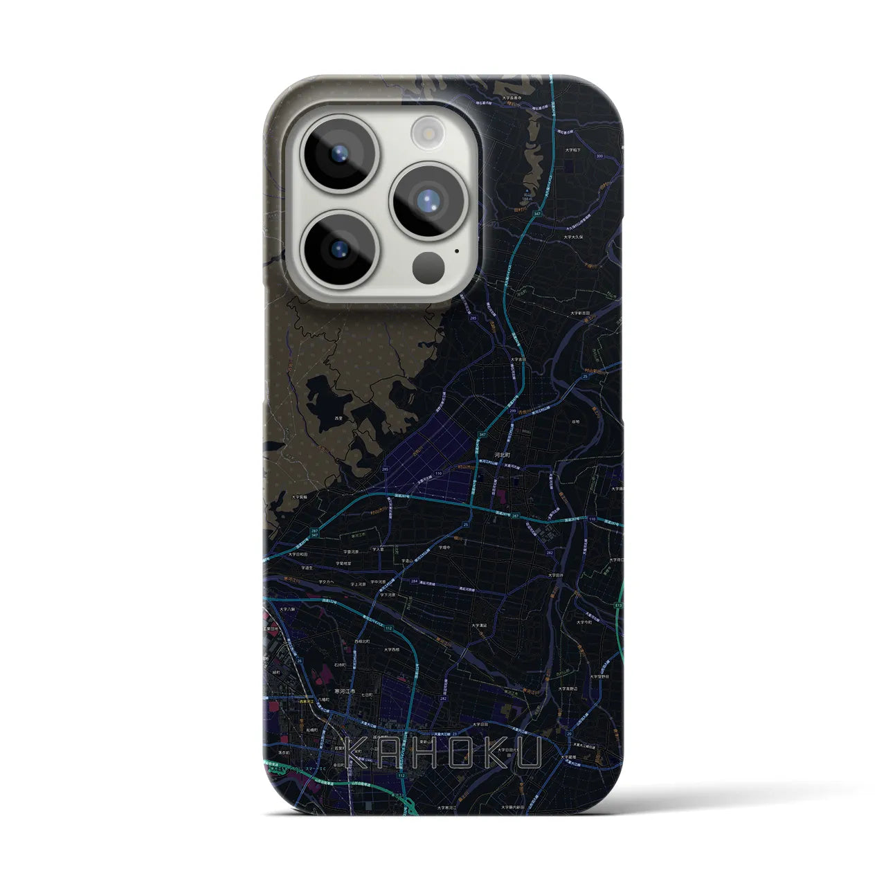 【河北】地図柄iPhoneケース（バックカバータイプ・ブラック）iPhone 15 Pro 用