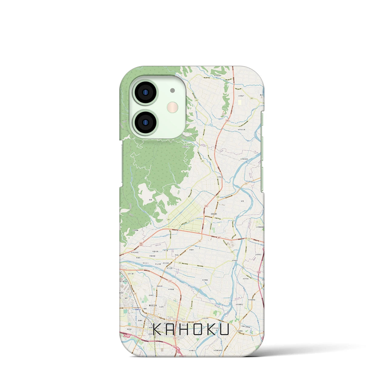 【河北】地図柄iPhoneケース（バックカバータイプ・ナチュラル）iPhone 12 mini 用
