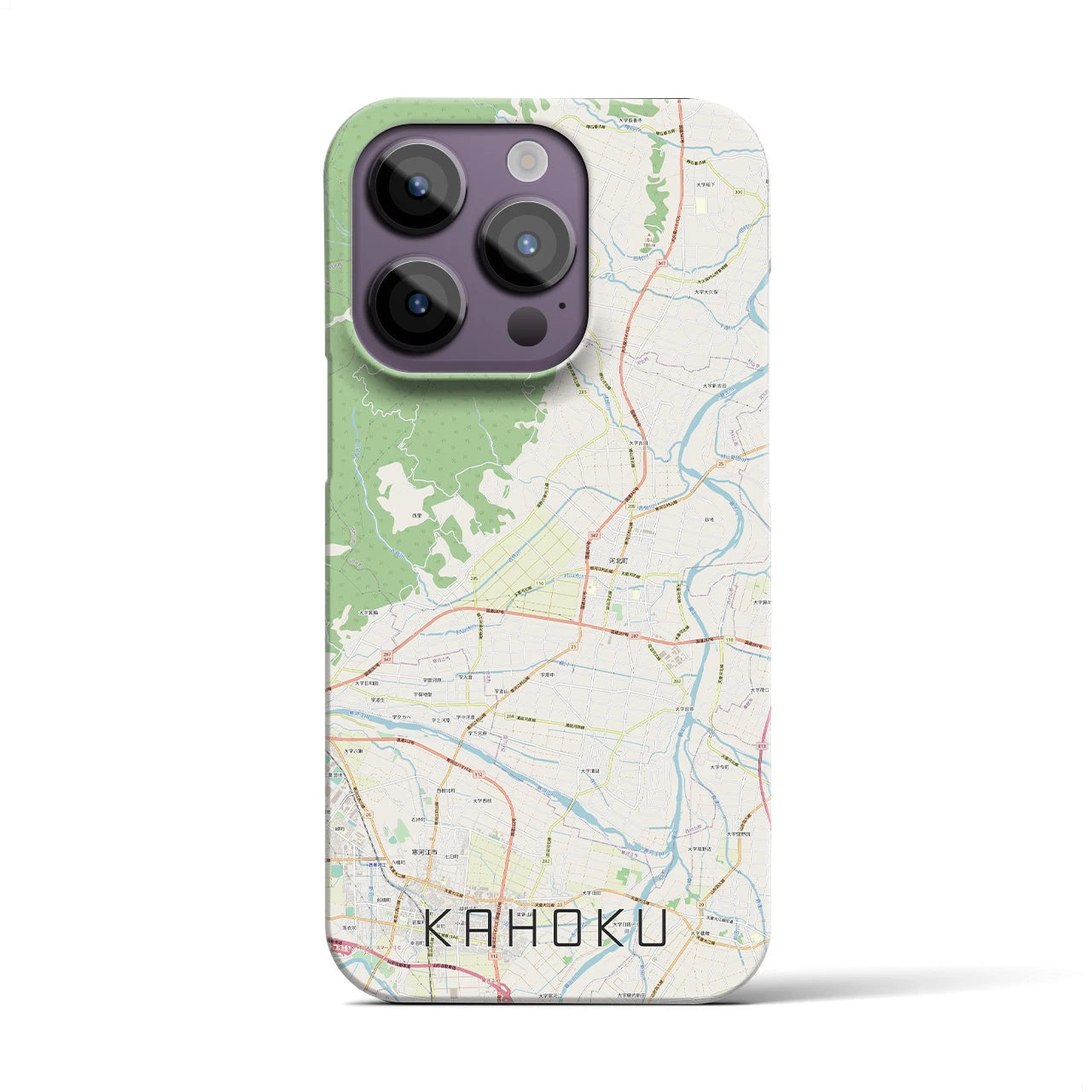 【河北】地図柄iPhoneケース（バックカバータイプ・ナチュラル）iPhone 14 Pro 用