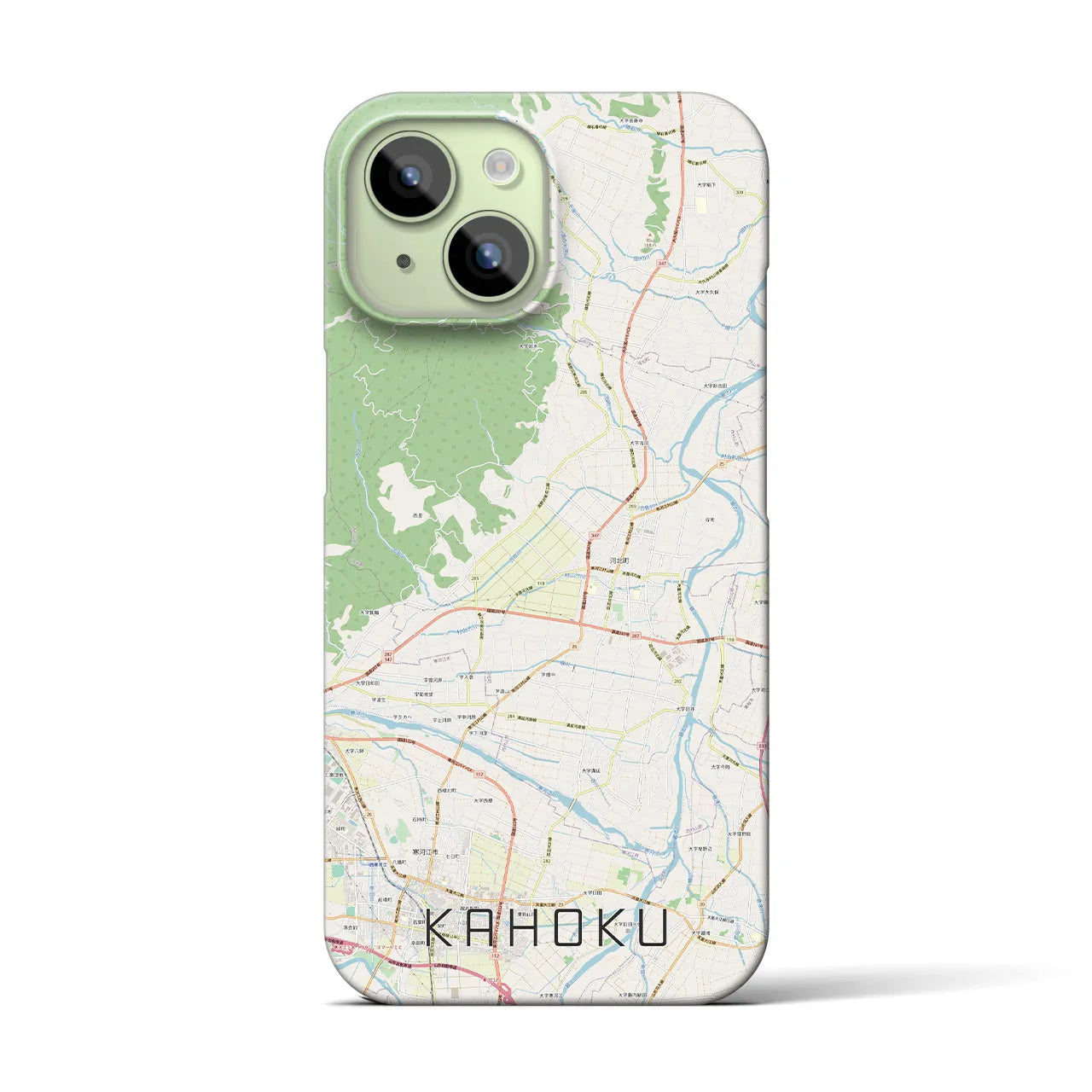 【河北】地図柄iPhoneケース（バックカバータイプ・ナチュラル）iPhone 15 用