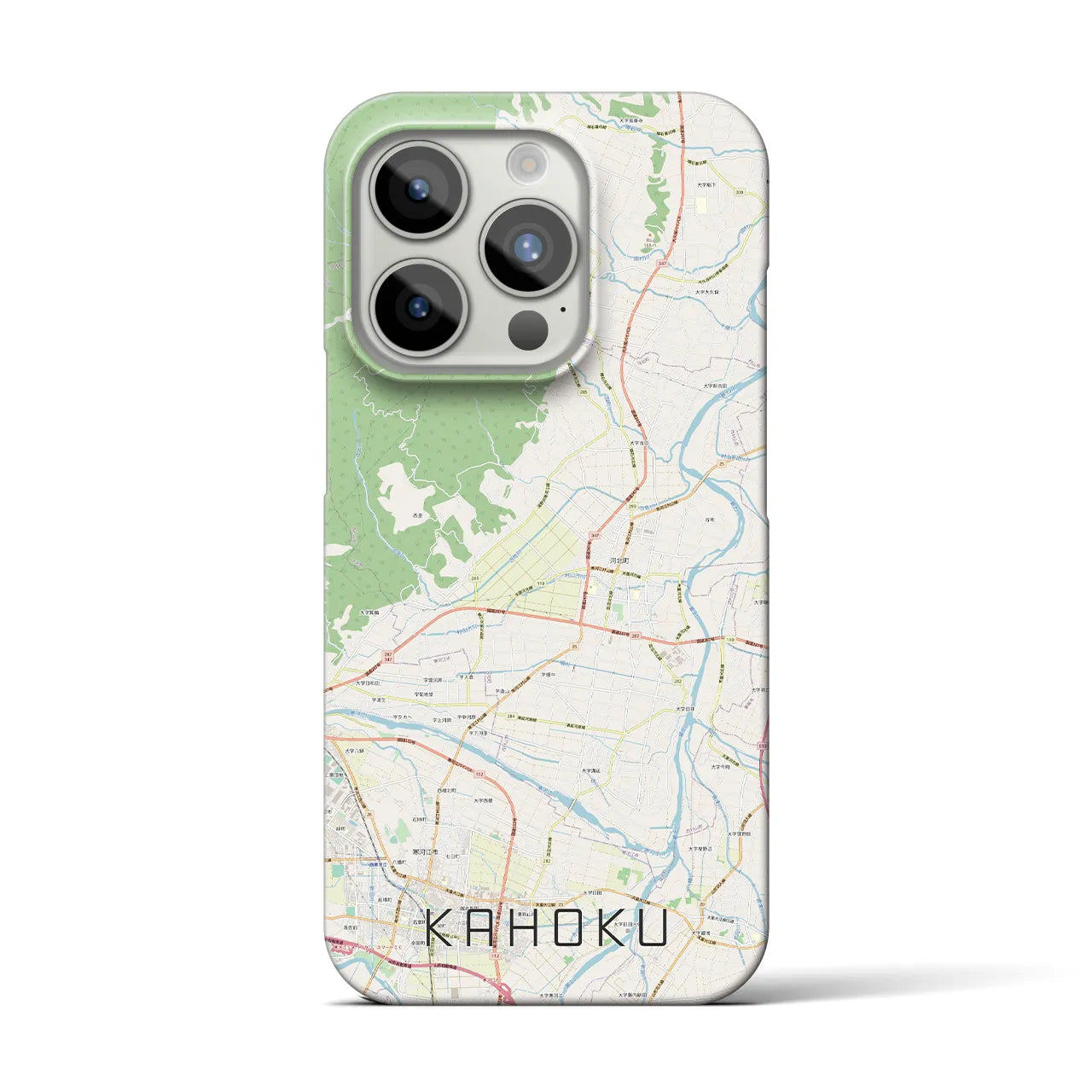 【河北】地図柄iPhoneケース（バックカバータイプ・ナチュラル）iPhone 15 Pro 用