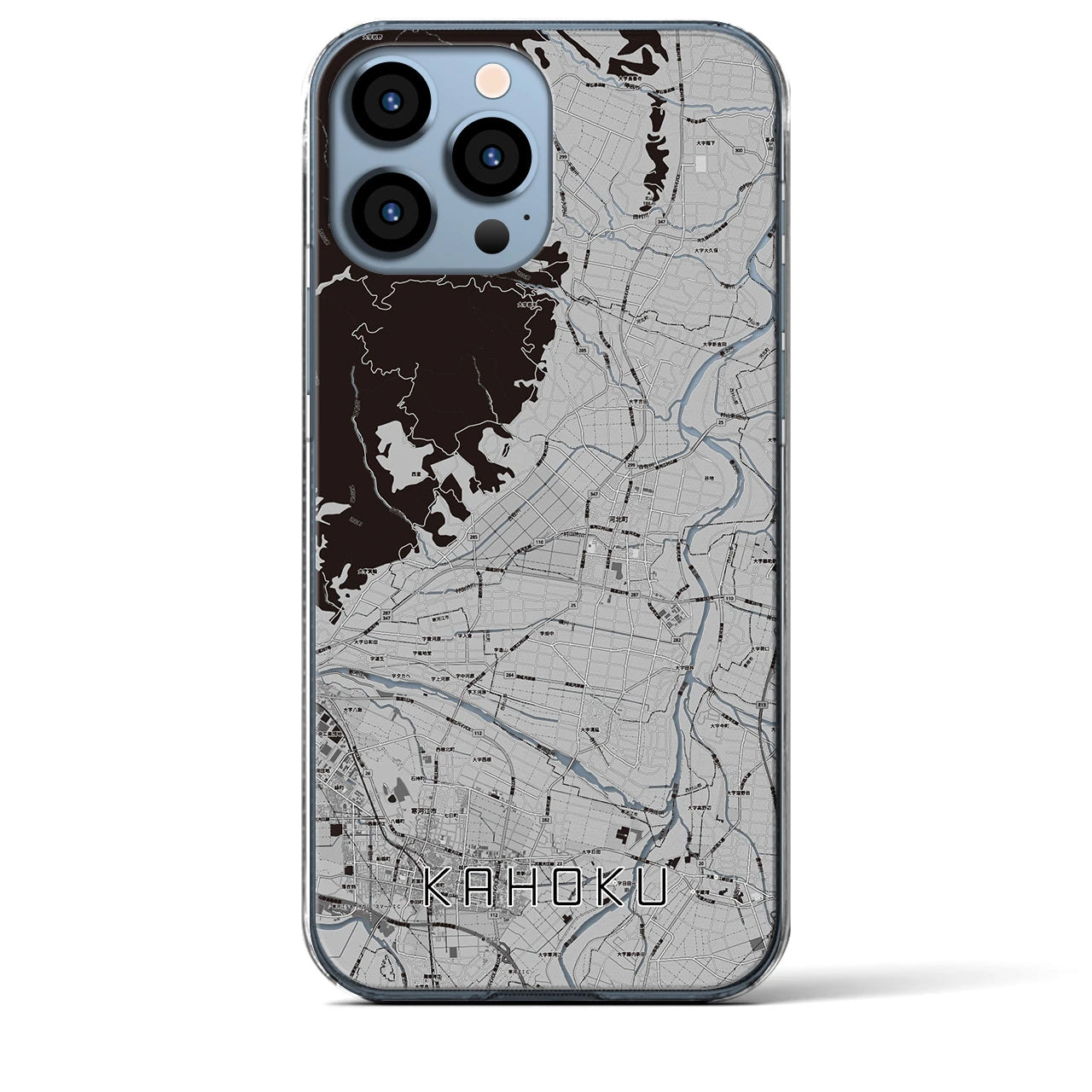【河北】地図柄iPhoneケース（クリアタイプ・モノトーン）iPhone 13 Pro Max 用