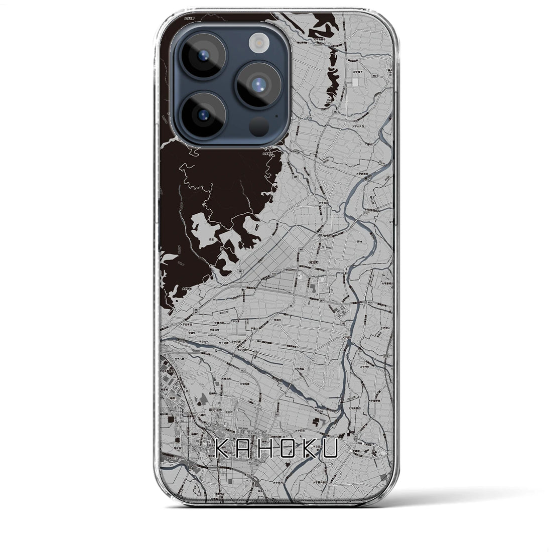 【河北】地図柄iPhoneケース（クリアタイプ・モノトーン）iPhone 15 Pro Max 用