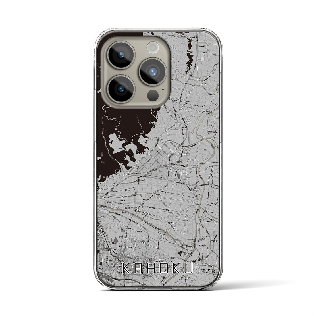 【河北】地図柄iPhoneケース（クリアタイプ・モノトーン）iPhone 15 Pro 用