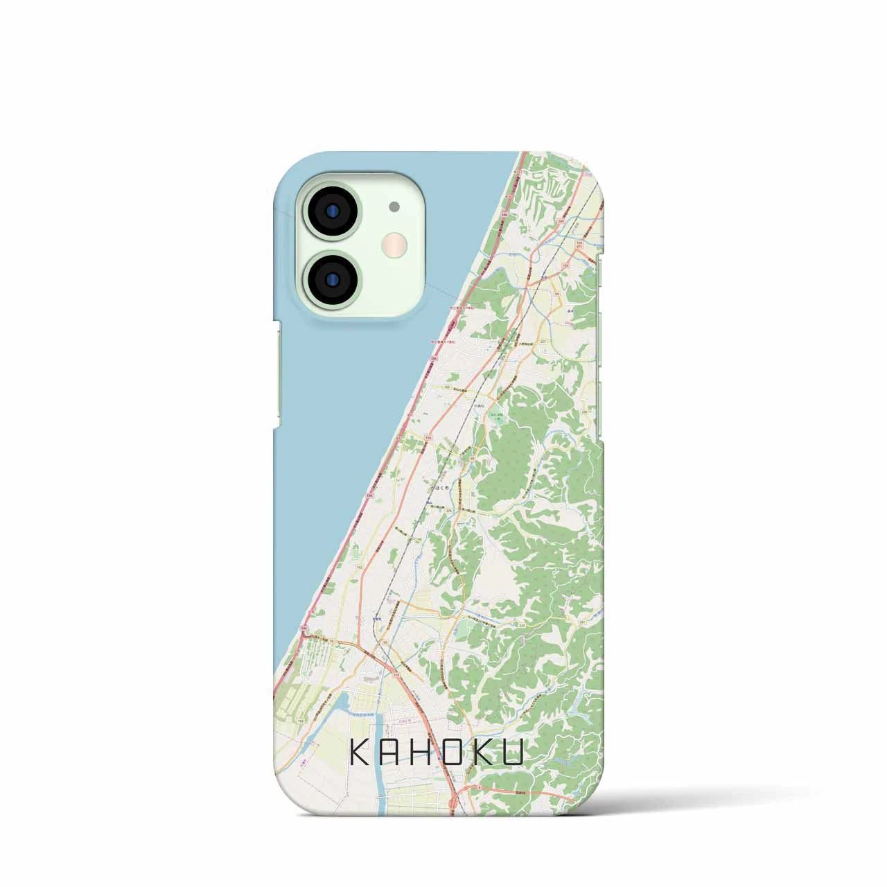 【かほく】地図柄iPhoneケース（バックカバータイプ・ナチュラル）iPhone 12 mini 用