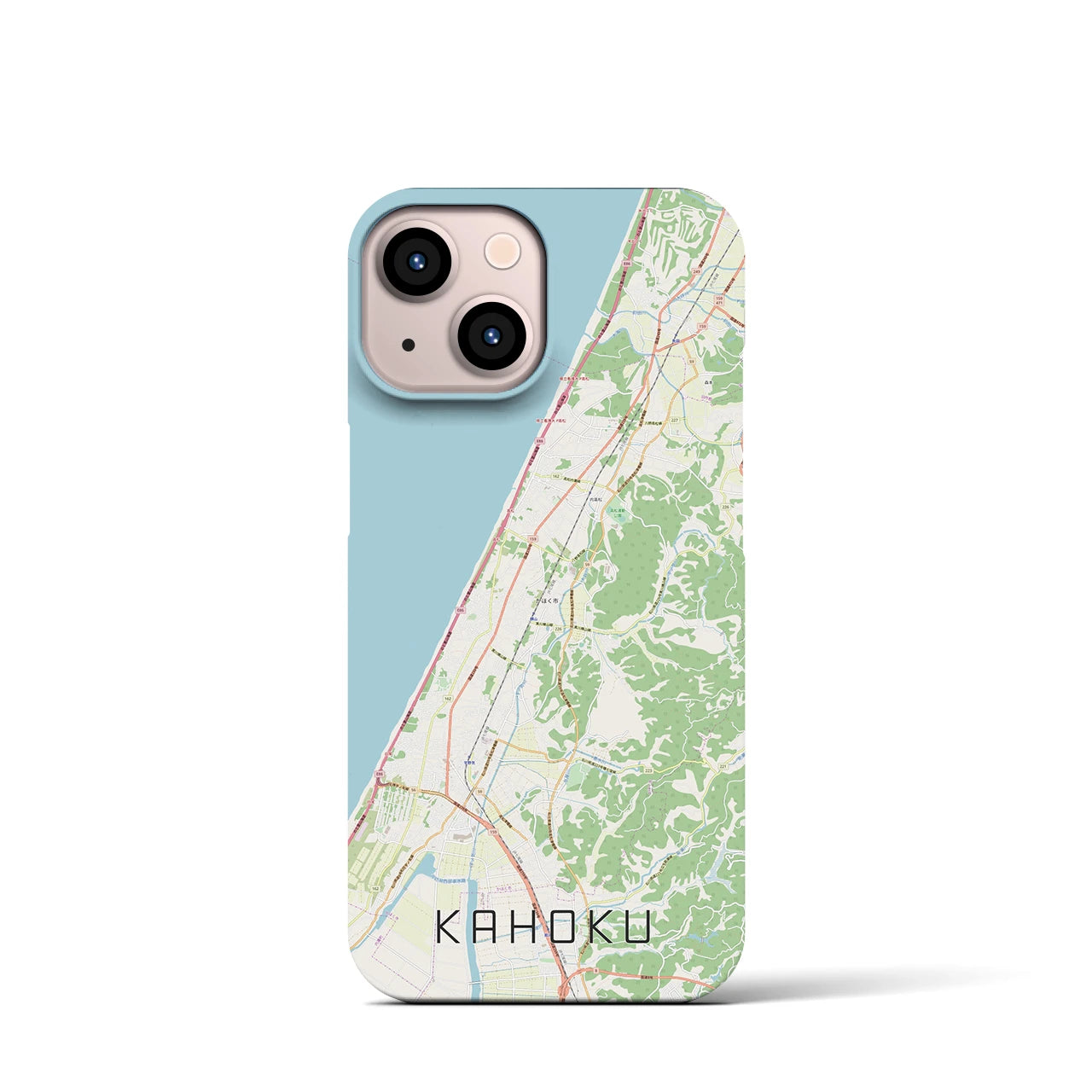 【かほく】地図柄iPhoneケース（バックカバータイプ・ナチュラル）iPhone 13 mini 用
