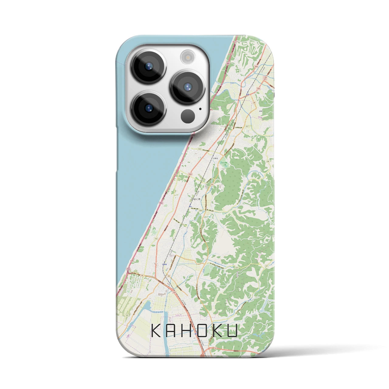 【かほく】地図柄iPhoneケース（バックカバータイプ・ナチュラル）iPhone 14 Pro 用
