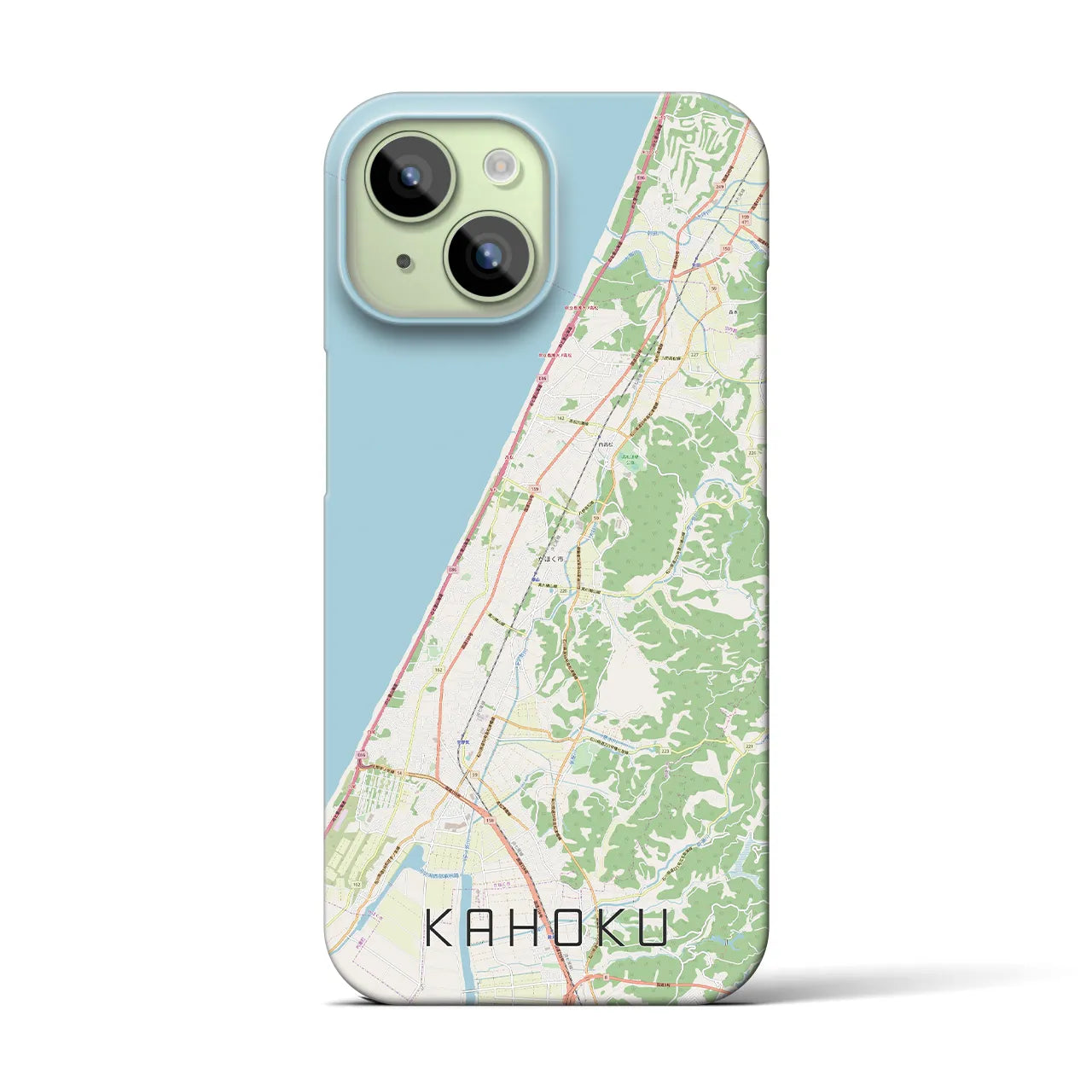 【かほく】地図柄iPhoneケース（バックカバータイプ・ナチュラル）iPhone 15 用