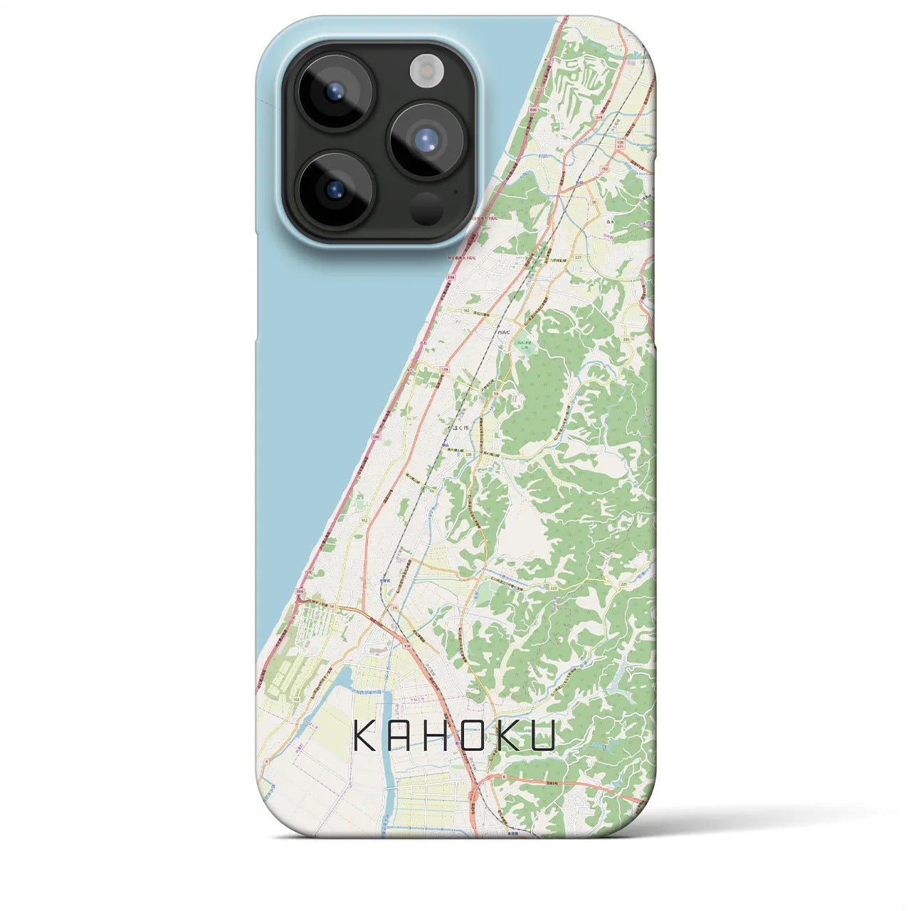 【かほく】地図柄iPhoneケース（バックカバータイプ・ナチュラル）iPhone 15 Pro Max 用