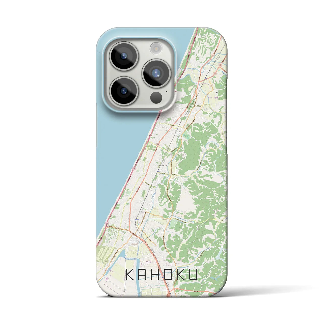 【かほく】地図柄iPhoneケース（バックカバータイプ・ナチュラル）iPhone 15 Pro 用