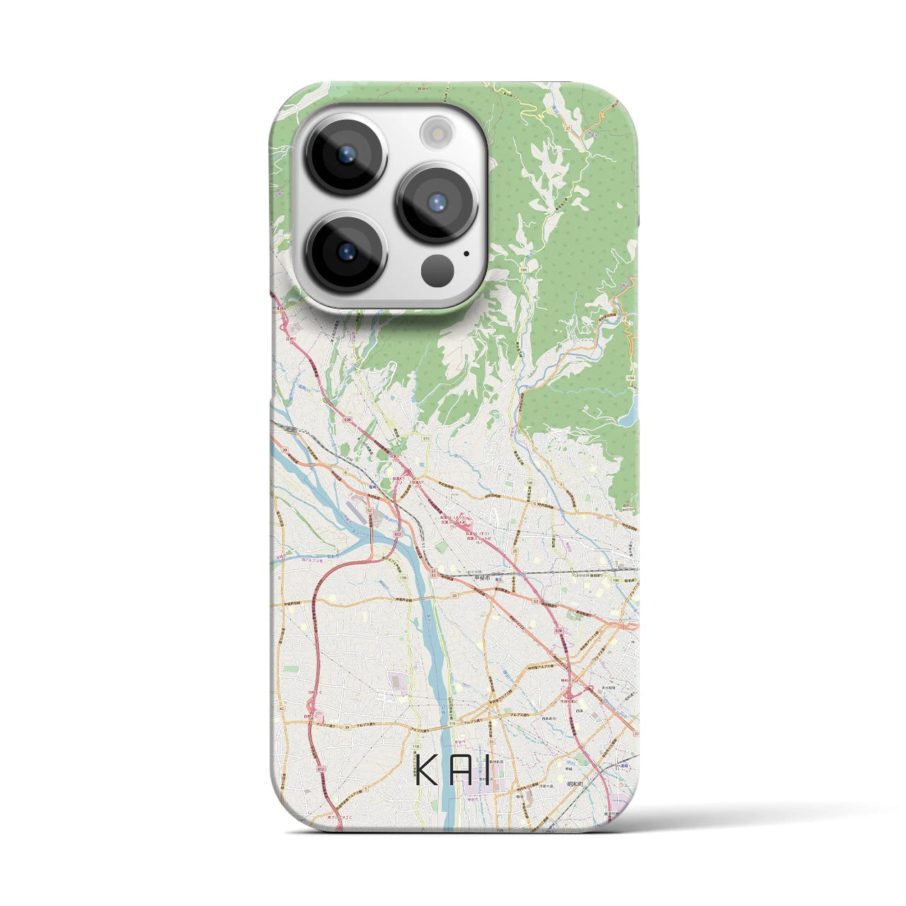 【甲斐】地図柄iPhoneケース（バックカバータイプ・ナチュラル）iPhone 14 Pro 用