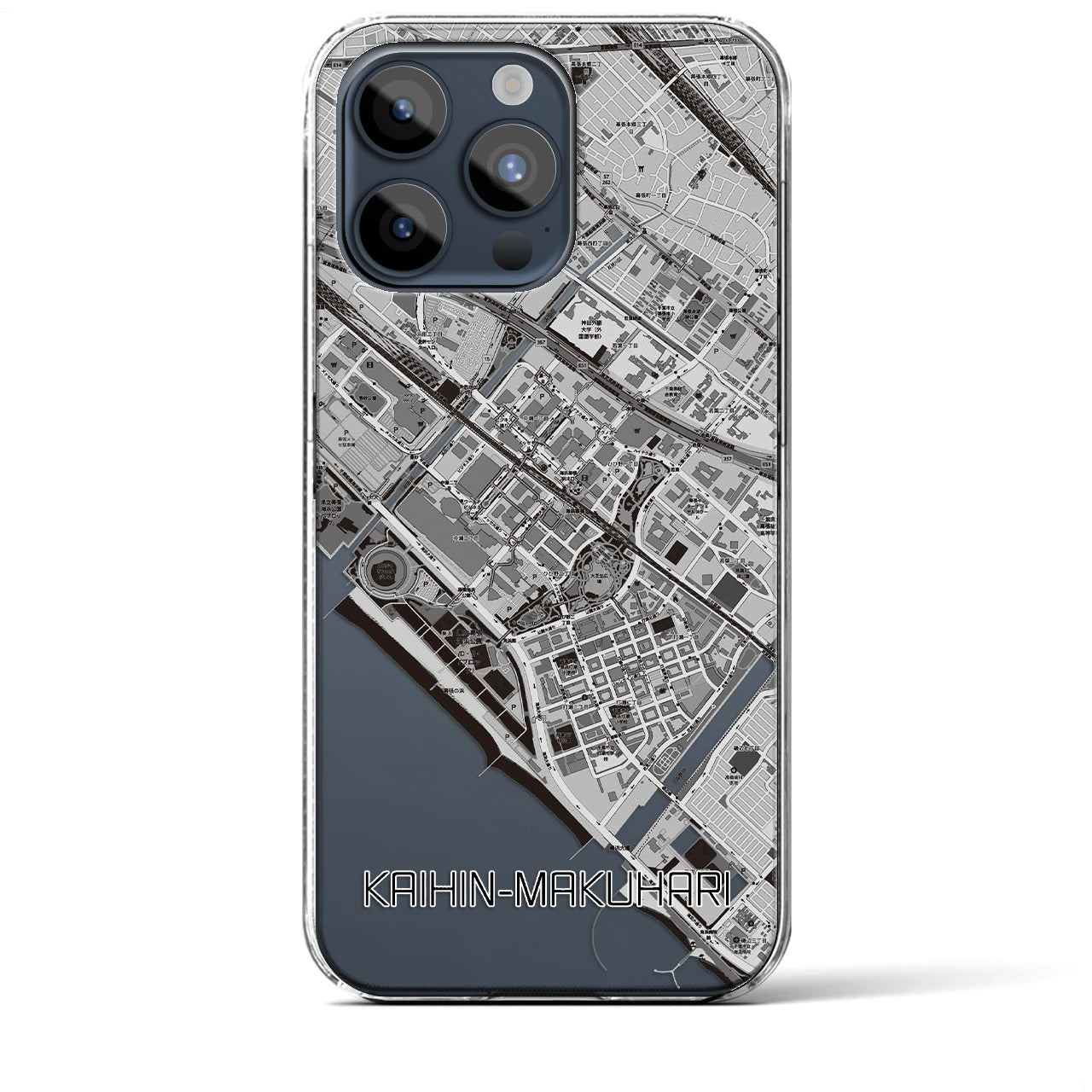 【海浜幕張】地図柄iPhoneケース（クリアタイプ・モノトーン）iPhone 15 Pro Max 用