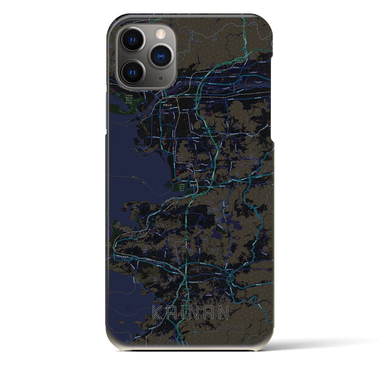【海南】地図柄iPhoneケース（バックカバータイプ・ブラック）iPhone 11 Pro Max 用