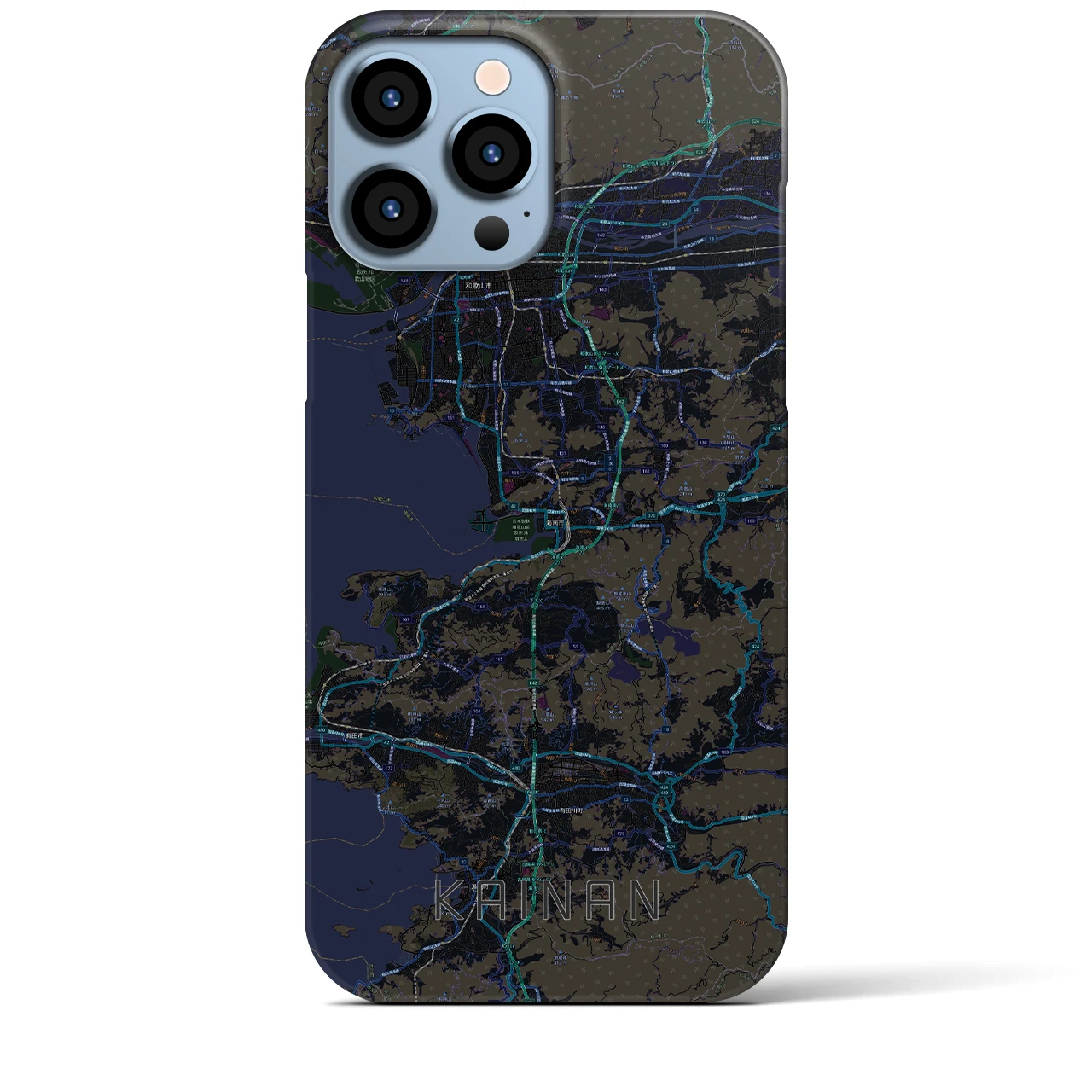 【海南】地図柄iPhoneケース（バックカバータイプ・ブラック）iPhone 13 Pro Max 用