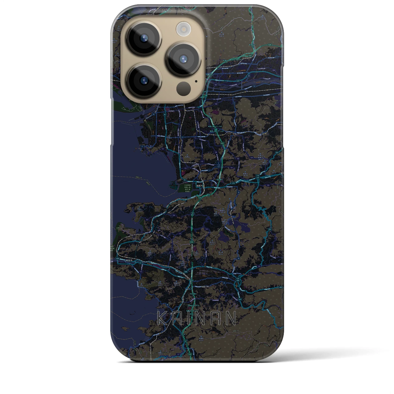 【海南】地図柄iPhoneケース（バックカバータイプ・ブラック）iPhone 14 Pro Max 用