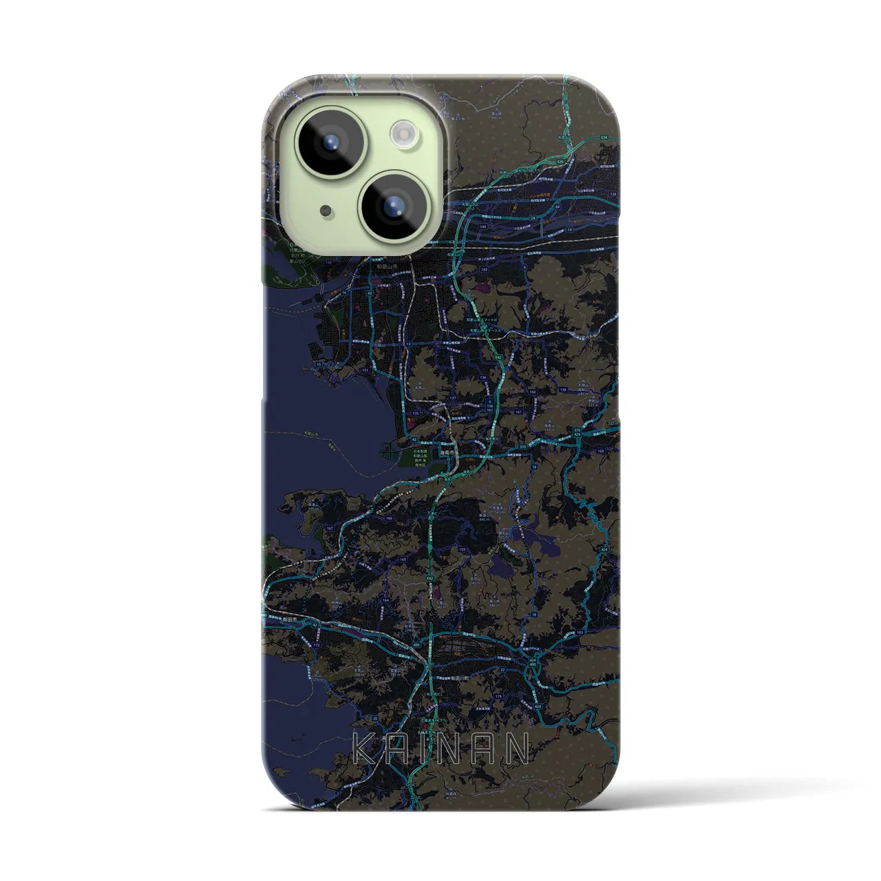 【海南】地図柄iPhoneケース（バックカバータイプ・ブラック）iPhone 15 用