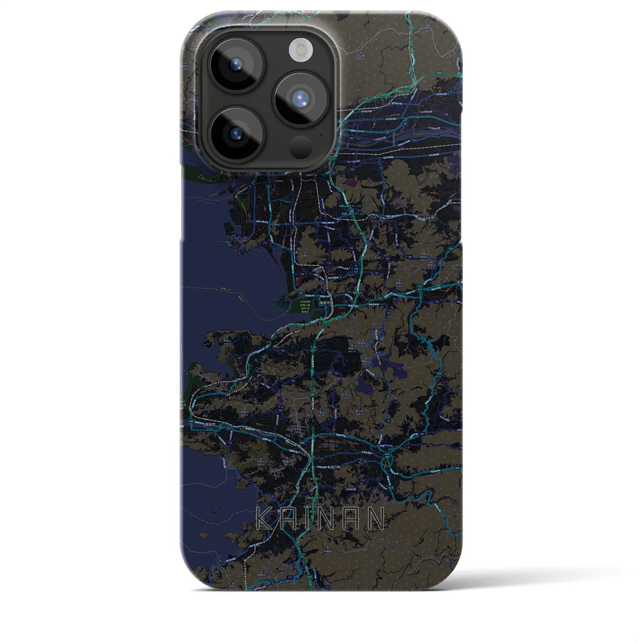 【海南】地図柄iPhoneケース（バックカバータイプ・ブラック）iPhone 15 Pro Max 用