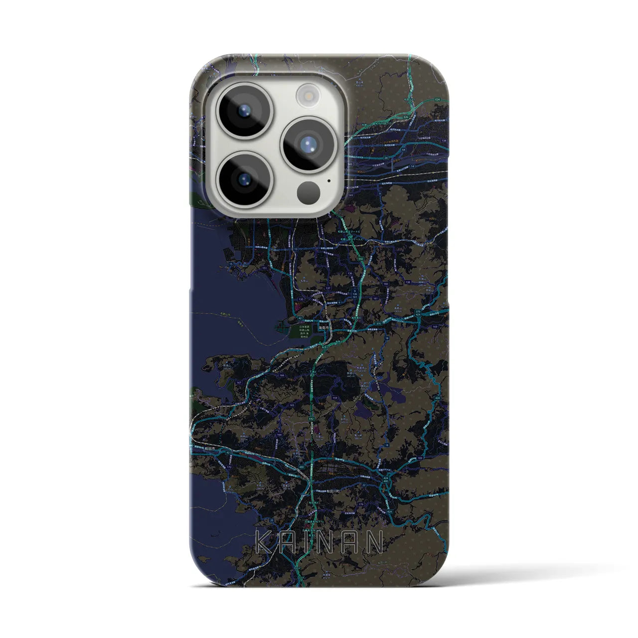 【海南】地図柄iPhoneケース（バックカバータイプ・ブラック）iPhone 15 Pro 用