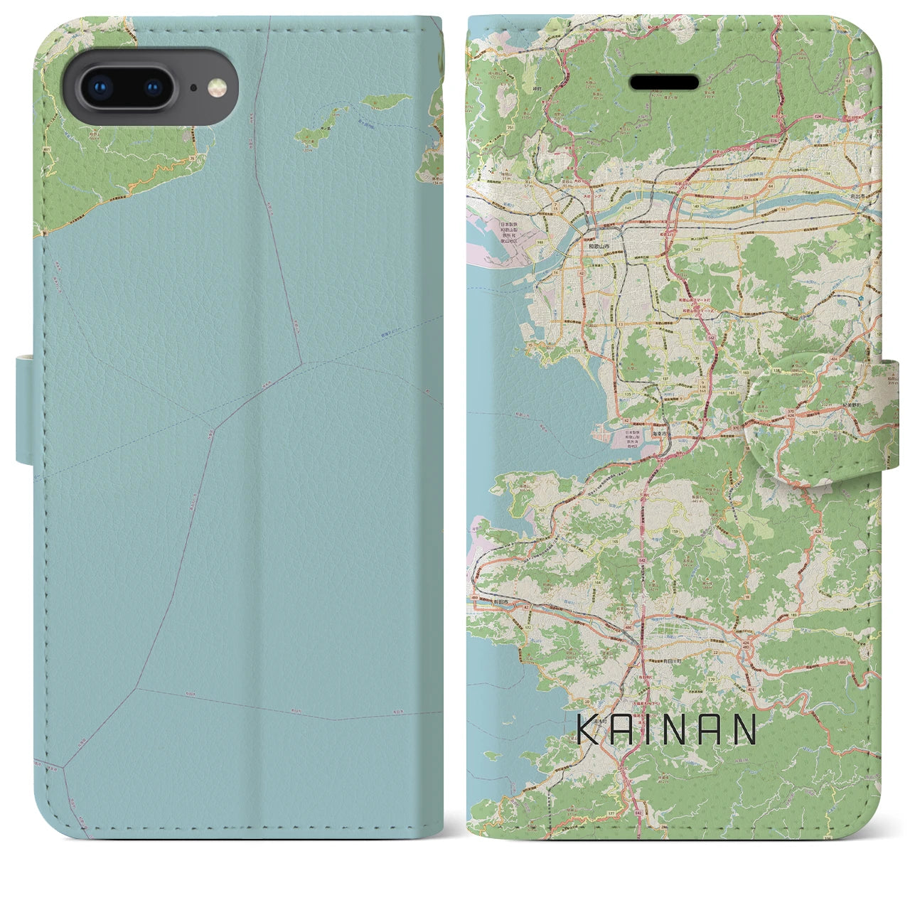 【海南】地図柄iPhoneケース（手帳両面タイプ・ナチュラル）iPhone 8Plus /7Plus / 6sPlus / 6Plus 用