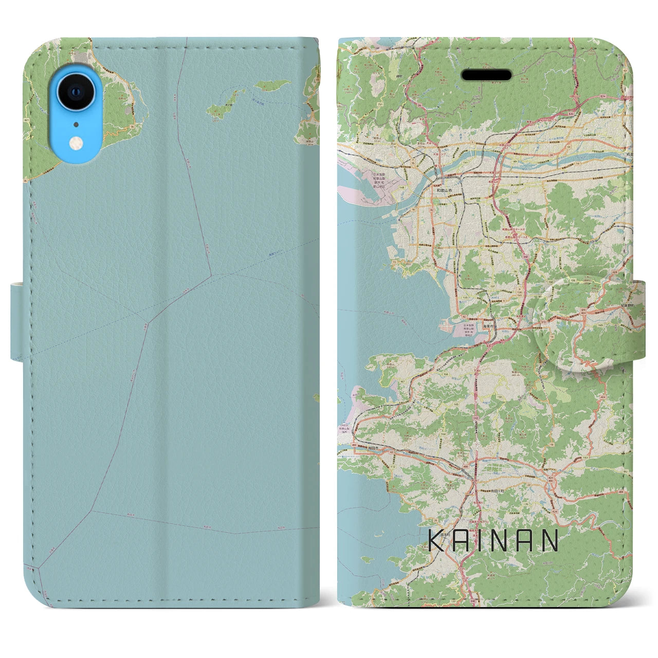 【海南】地図柄iPhoneケース（手帳両面タイプ・ナチュラル）iPhone XR 用