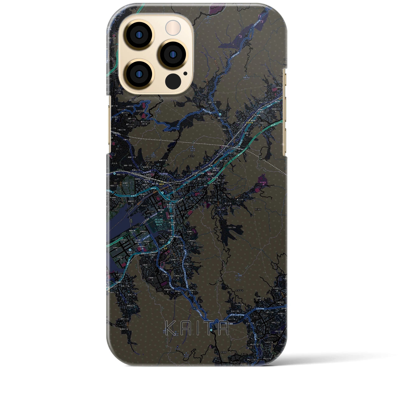 【海田】地図柄iPhoneケース（バックカバータイプ・ブラック）iPhone 12 Pro Max 用