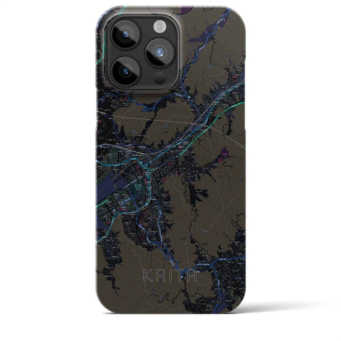 【海田】地図柄iPhoneケース（バックカバータイプ・ブラック）iPhone 15 Pro Max 用