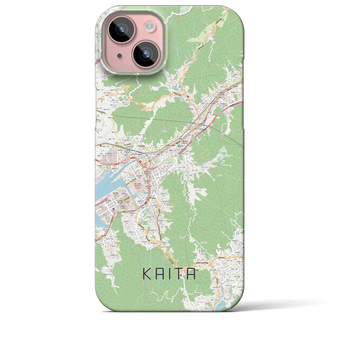 【海田】地図柄iPhoneケース（バックカバータイプ・ナチュラル）iPhone 15 Plus 用