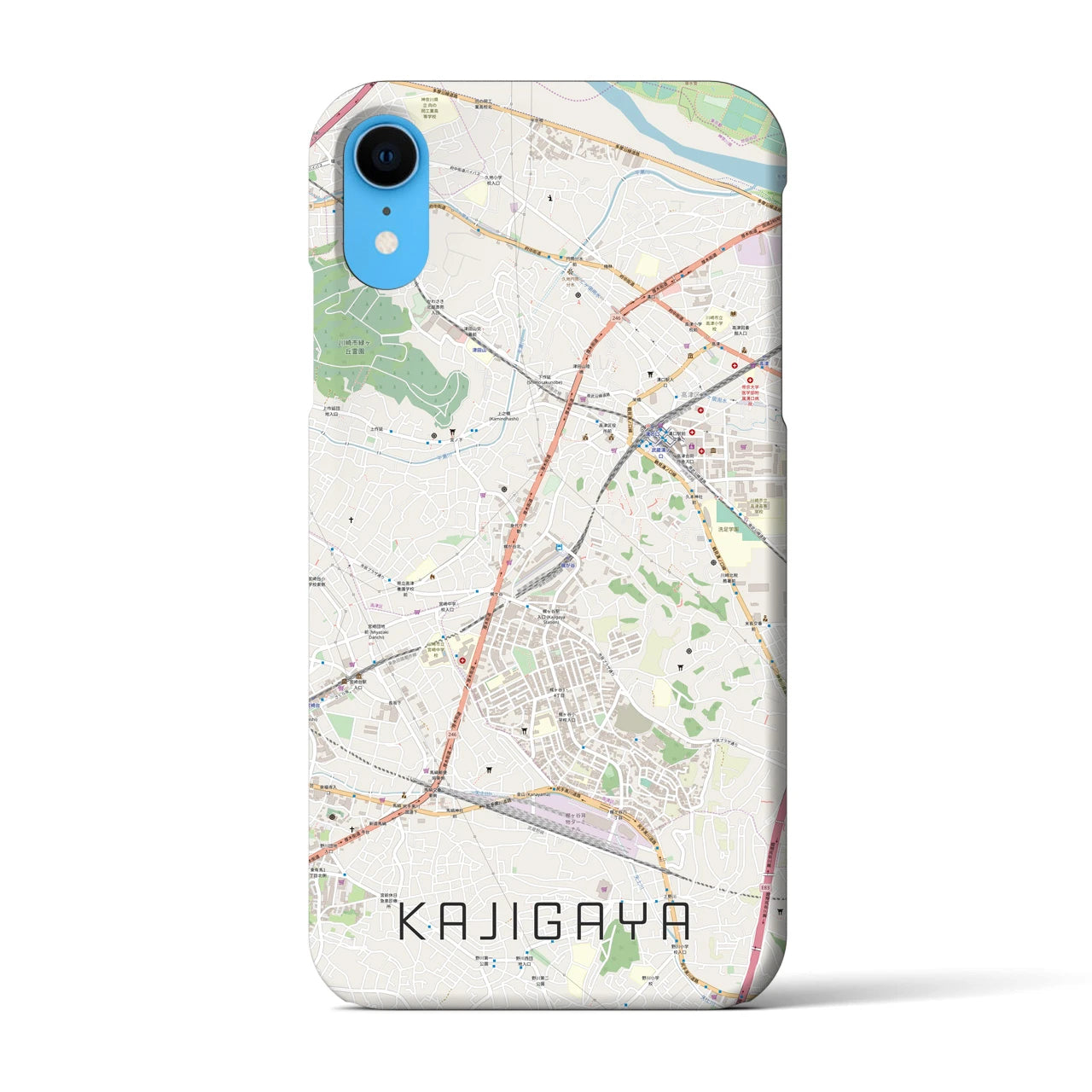【梶が谷】地図柄iPhoneケース（バックカバータイプ・ナチュラル）iPhone XR 用