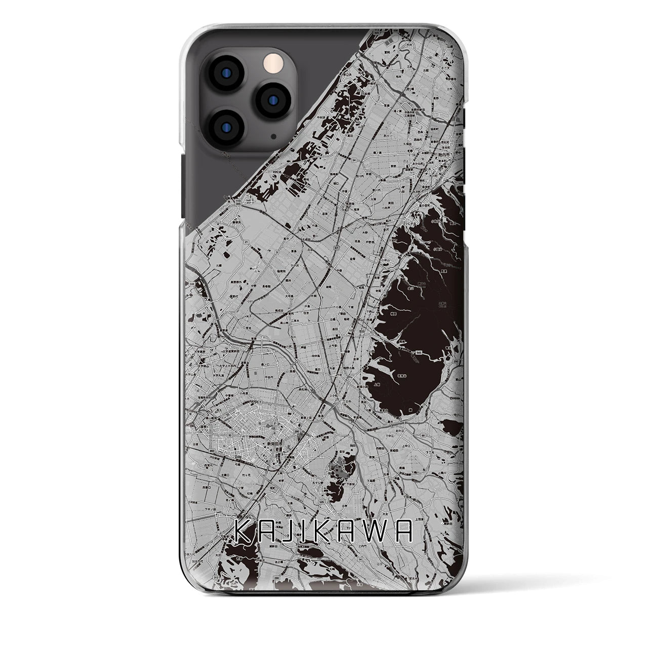 【加治川】地図柄iPhoneケース（クリアタイプ・モノトーン）iPhone 11 Pro Max 用