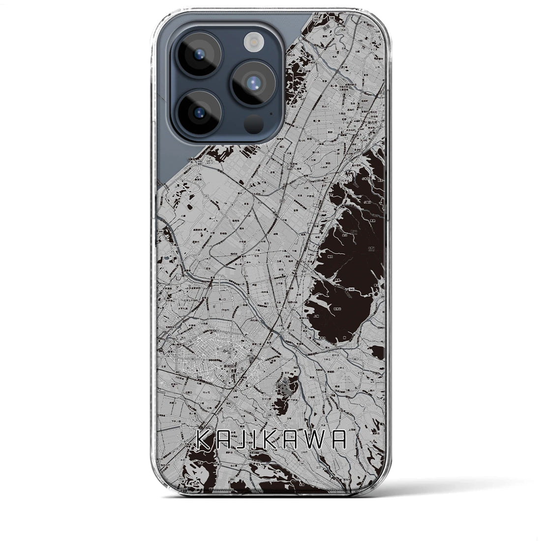 【加治川】地図柄iPhoneケース（クリアタイプ・モノトーン）iPhone 15 Pro Max 用