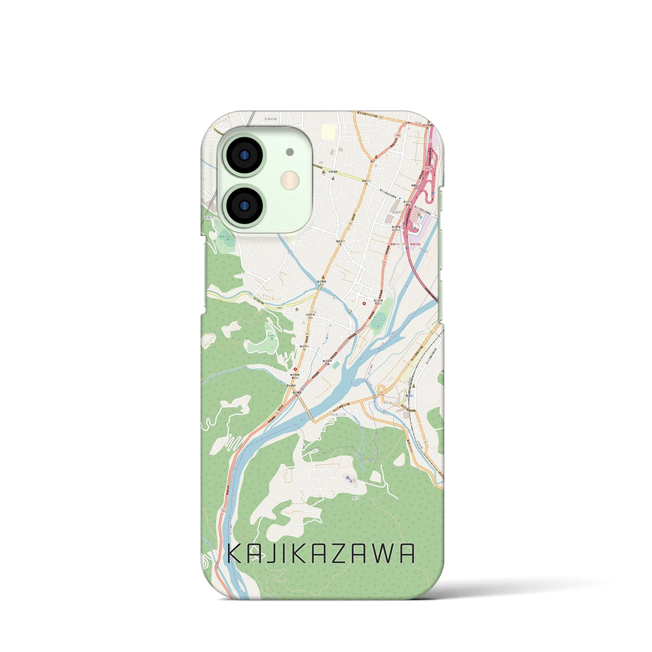 【鰍沢】地図柄iPhoneケース（バックカバータイプ・ナチュラル）iPhone 12 mini 用