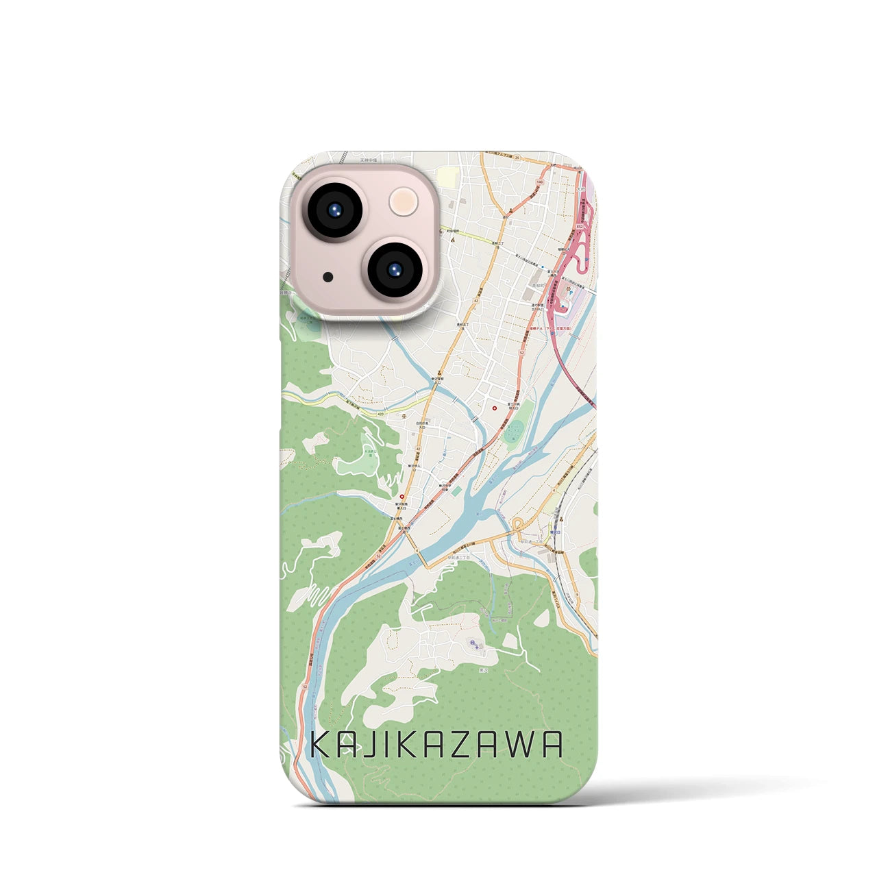 【鰍沢】地図柄iPhoneケース（バックカバータイプ・ナチュラル）iPhone 13 mini 用
