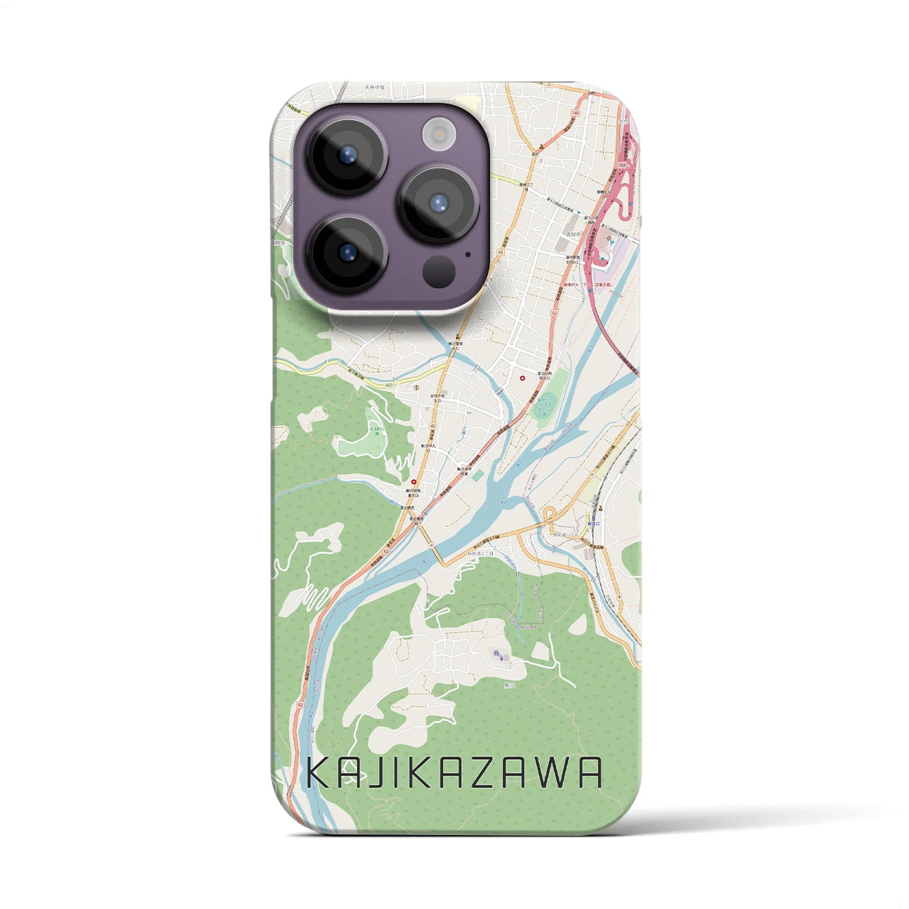 【鰍沢】地図柄iPhoneケース（バックカバータイプ・ナチュラル）iPhone 14 Pro 用