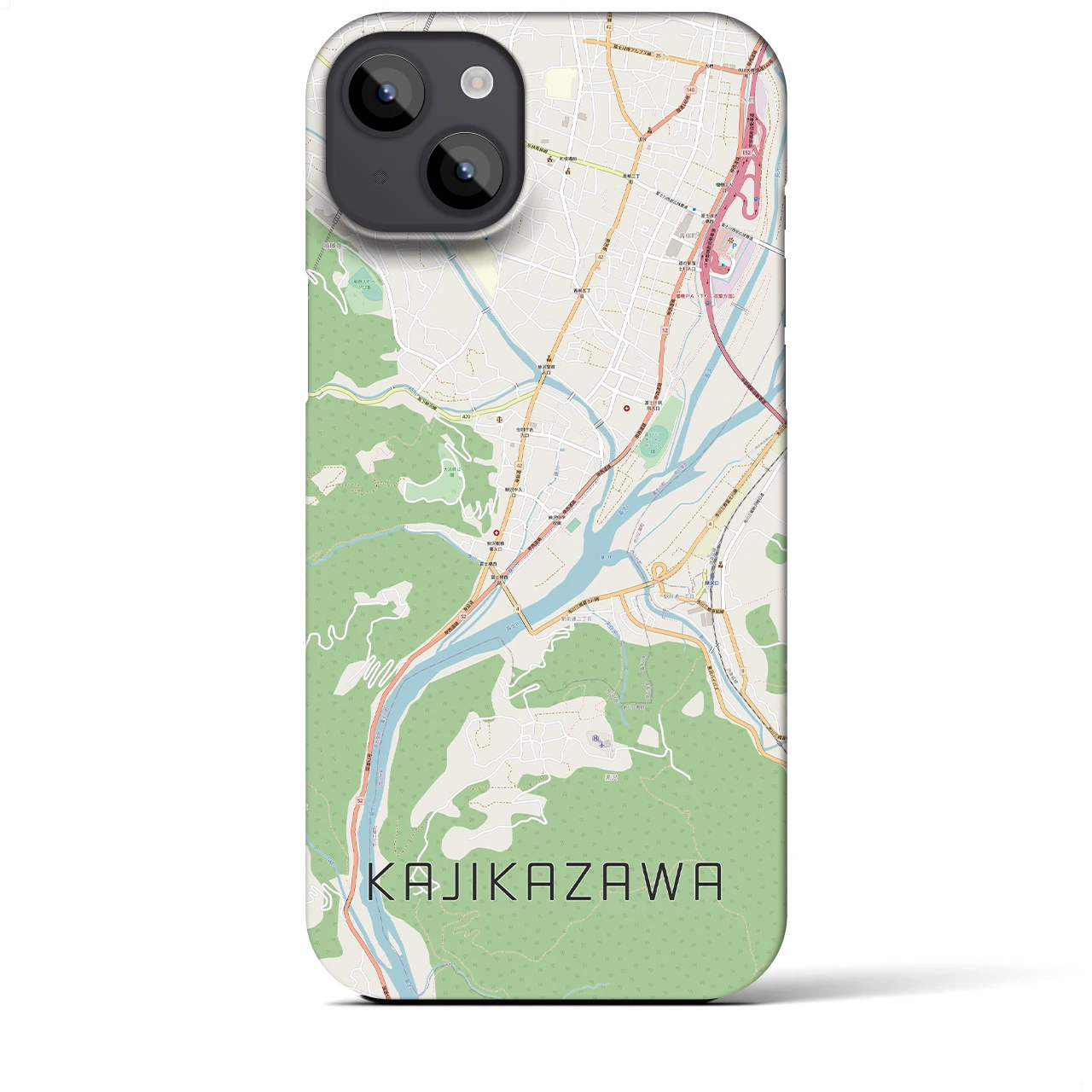 【鰍沢】地図柄iPhoneケース（バックカバータイプ・ナチュラル）iPhone 14 Plus 用
