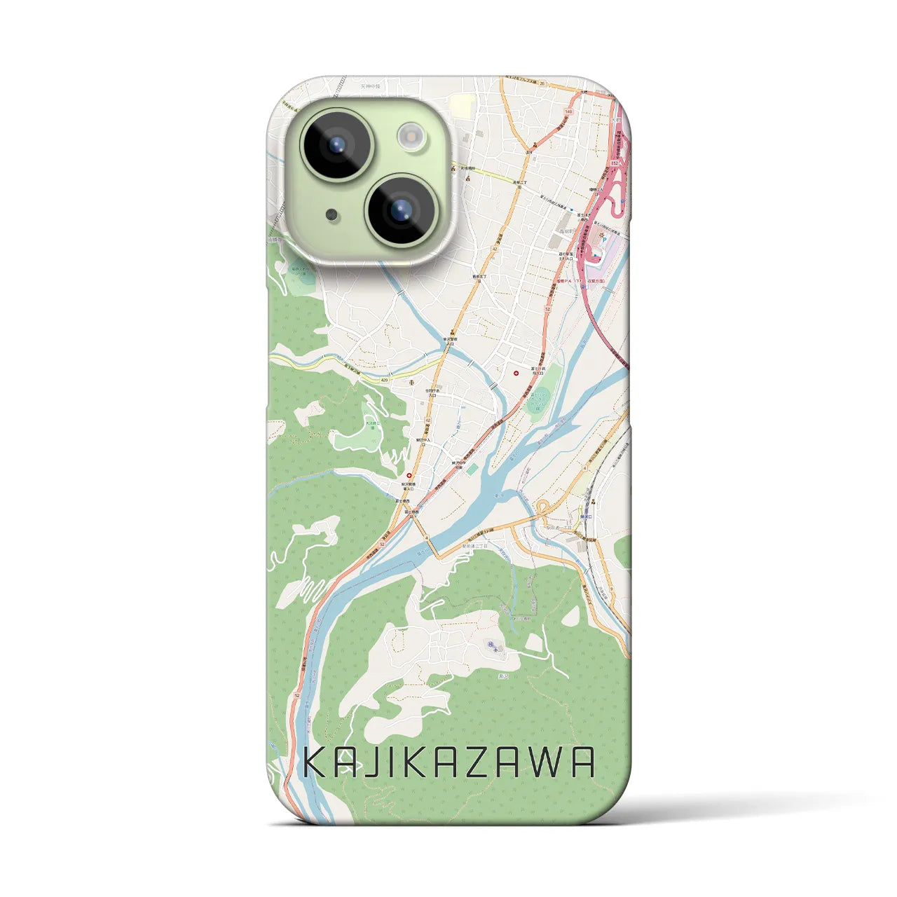 【鰍沢】地図柄iPhoneケース（バックカバータイプ・ナチュラル）iPhone 15 用
