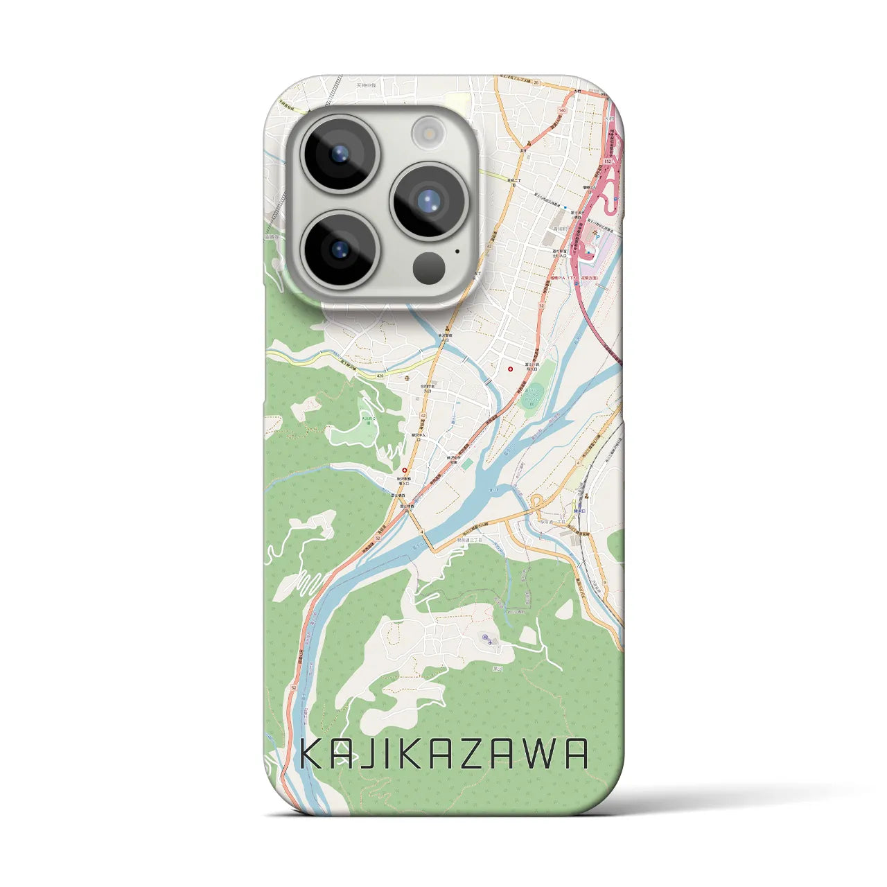 【鰍沢】地図柄iPhoneケース（バックカバータイプ・ナチュラル）iPhone 15 Pro 用