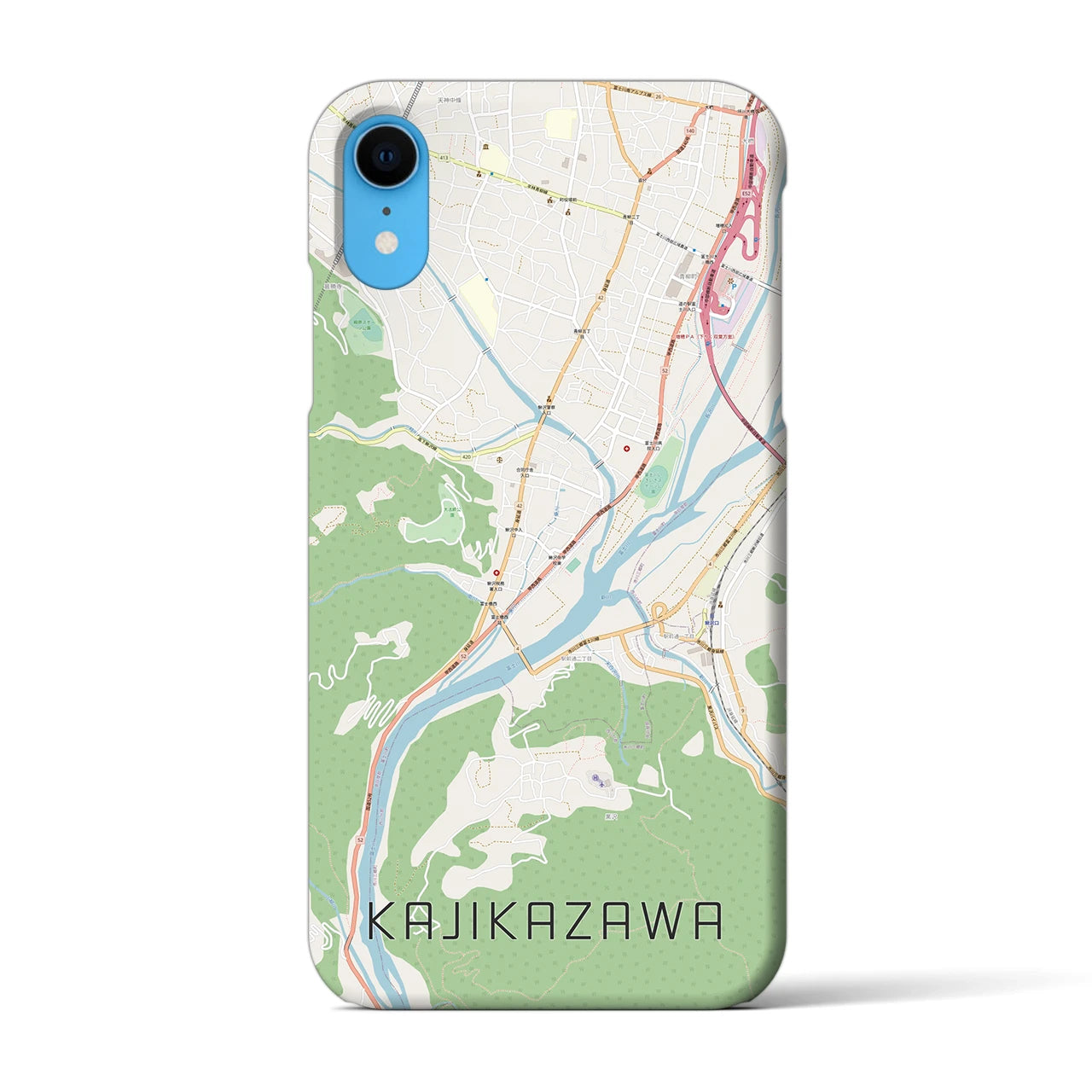 【鰍沢】地図柄iPhoneケース（バックカバータイプ・ナチュラル）iPhone XR 用
