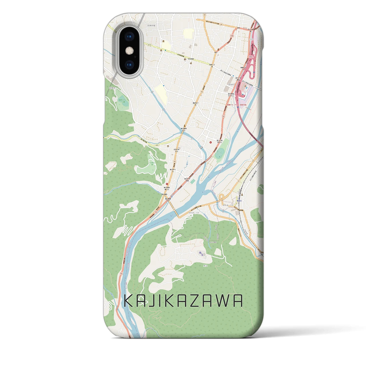 【鰍沢】地図柄iPhoneケース（バックカバータイプ・ナチュラル）iPhone XS Max 用